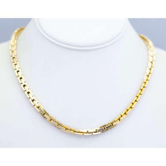 30 inch, Vintage Chain Link Geometric Gold Plated Necklace by Napier - CR1 - Picture 2 of 3